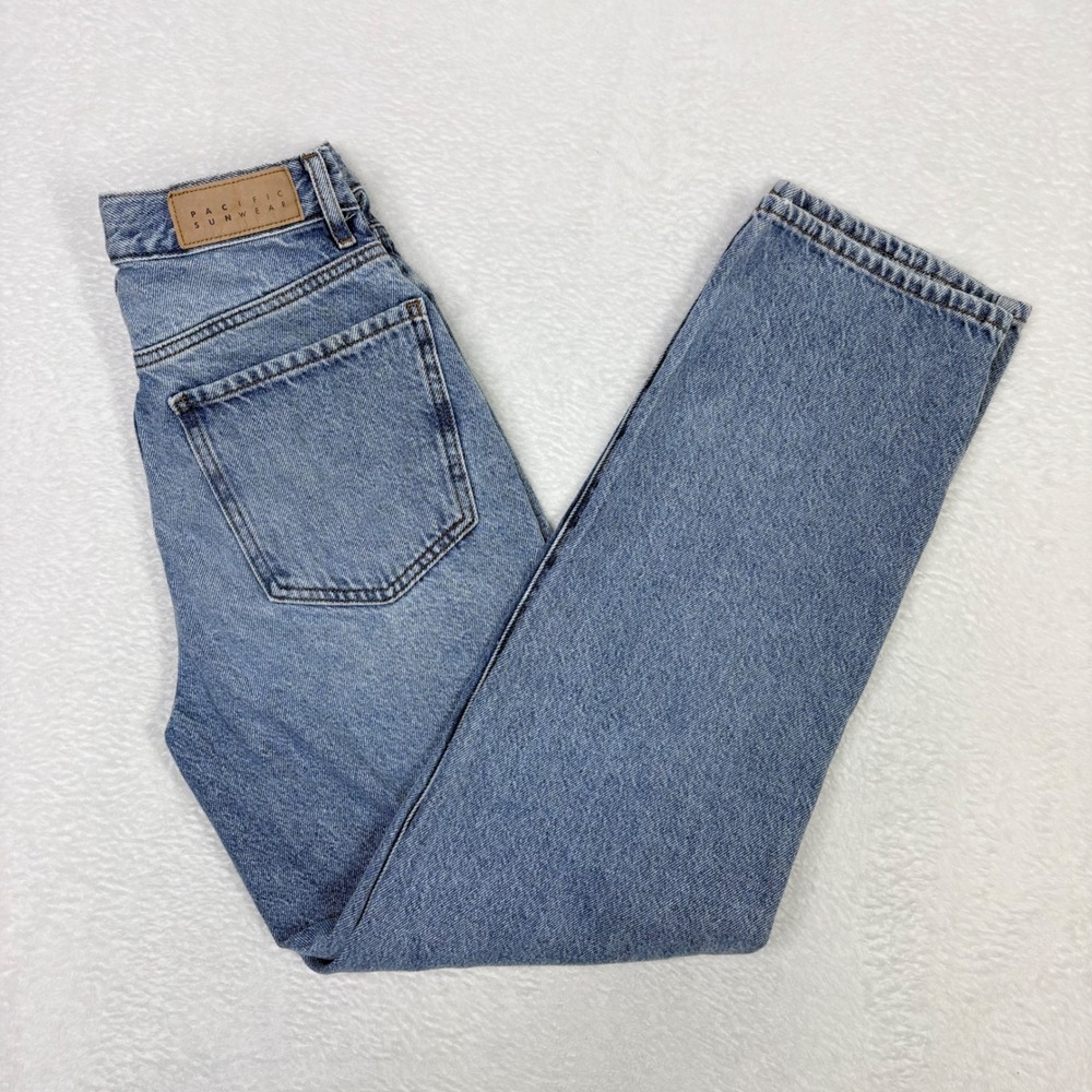 PacSun Dad Jean Womens 26 Medium Wash Blue‎ High Rise Straight Leg 100% Cotton